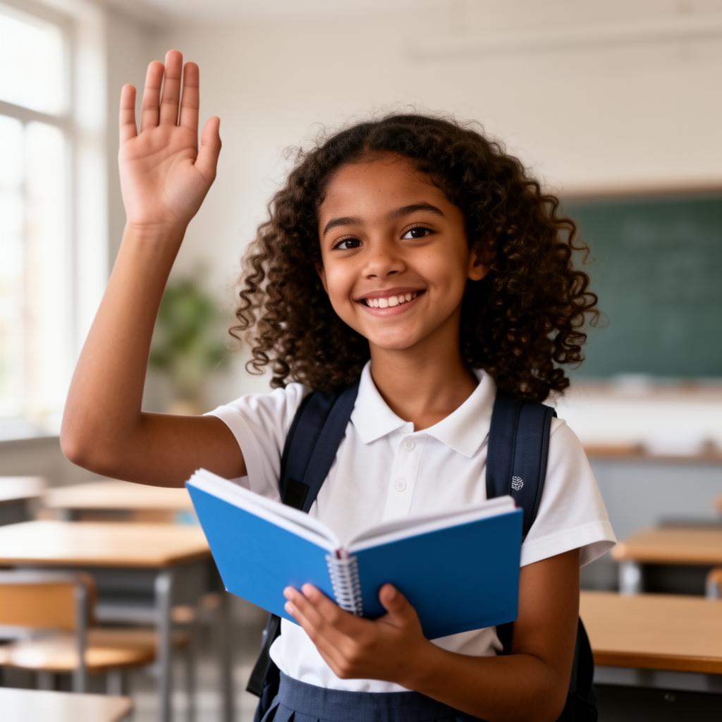 Collégienne confiante en classe