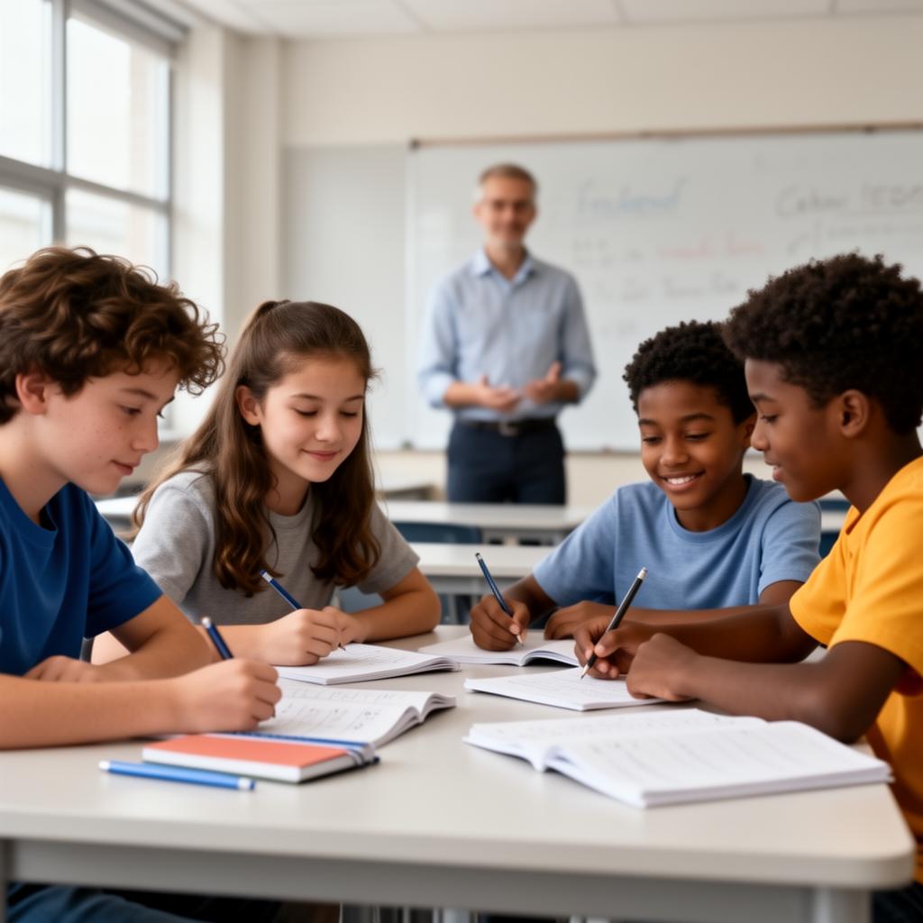Groupe mixte de collégiens